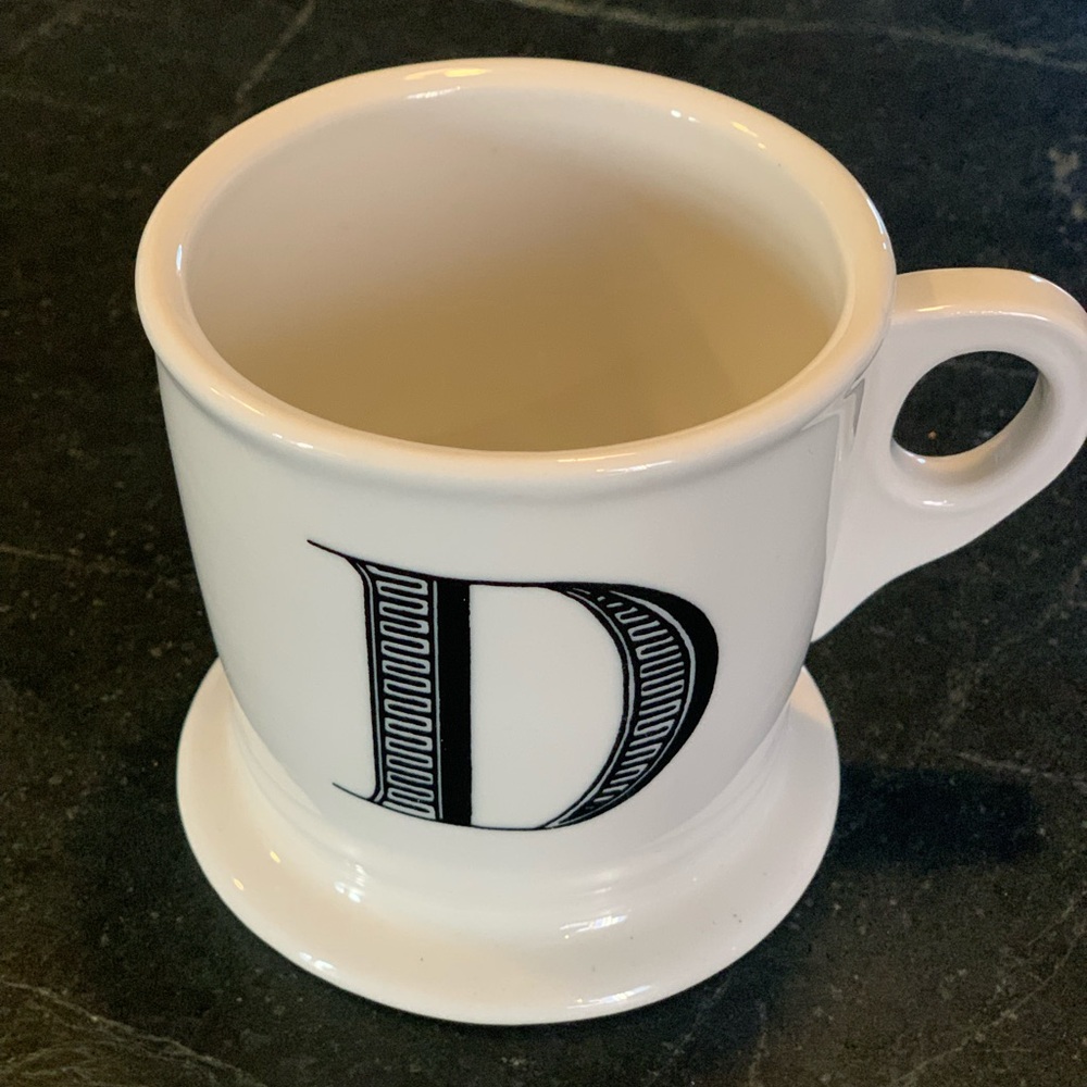 ANTHROPOLOGIE | Letter D Initial Mug | Black & White